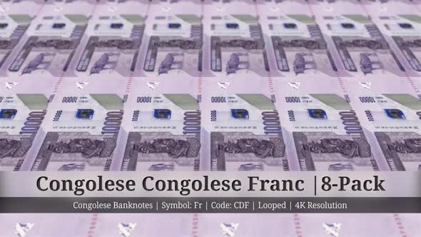 Congolese Franc  | Democratic Republic of the Congo, Currency - 8 Pack | 4K Resolution | Looped