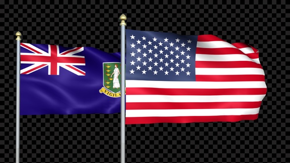 Virgin Islands - Uk And United States Two Countries Flags Waving