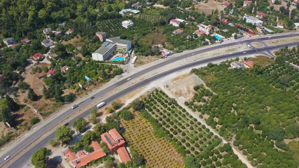 Aerial View Road Near Mountains Turkey