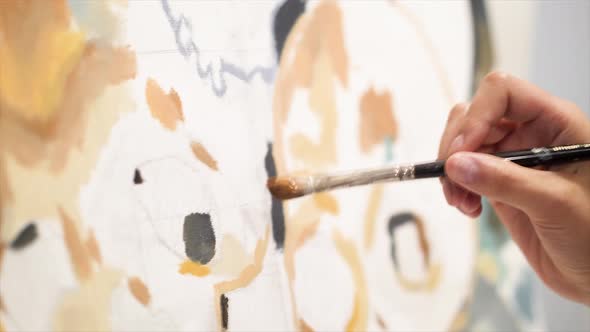 Woman Painting on Her Canvas