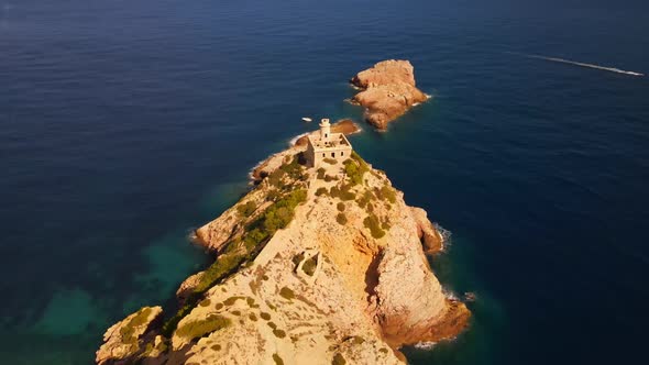 Punta Grossa lighthouse in Ibiza, Spain