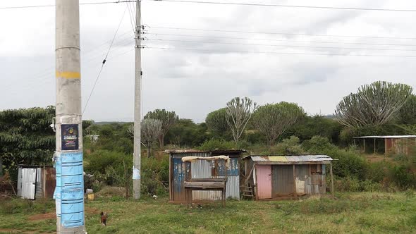 Village on the Road from Nairobi to Tsavo Park, Kenya, Slow Motion