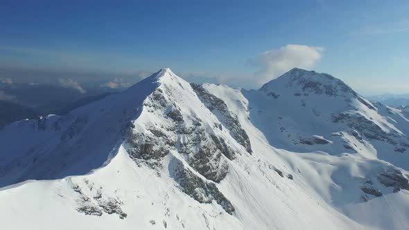 Aerial Mountains With Snow