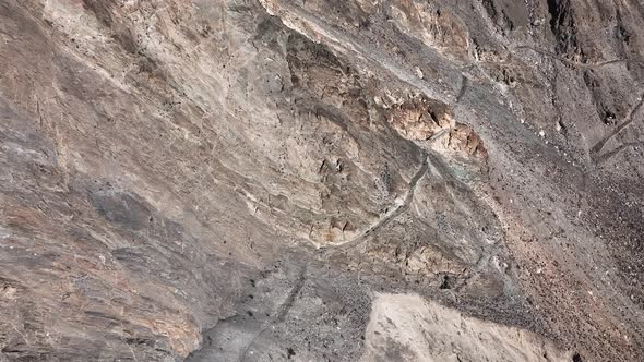 Dangerous road to Fairy Meadows and Nanga Parbat in Northern Pakistan, aerial.  Karakoram Highway th