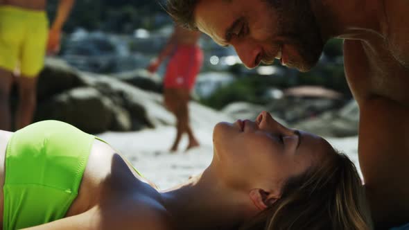 Romantic couple having fun at beach