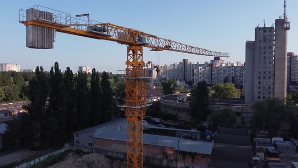 Crane and Building Construction Site