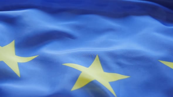 EU flag stars panning 1080p HD  footage - Panning over Europe Union flag FullHD 1920X1080 video