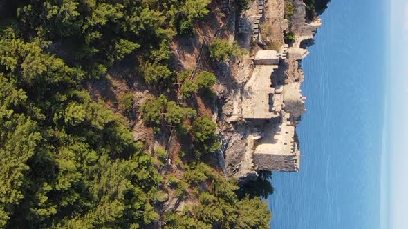 Vertical Video Alanya Castle  Alanya Kalesi Aerial View