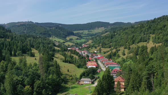 Aerial view of the village of Uhorna in Slovakia