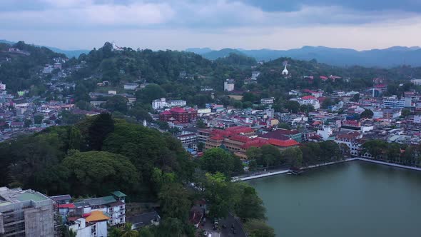 Aerial view of Kendy, a small town in Sri Lanka