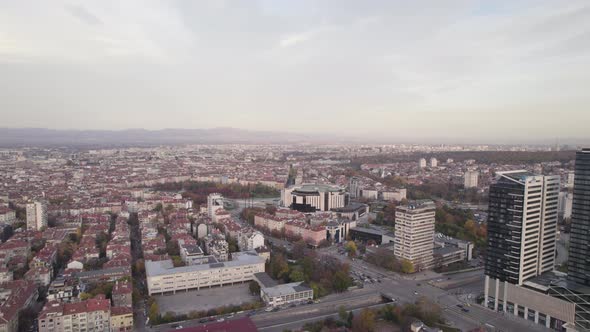 Sofia Evening City Skyline Aerial View From Above