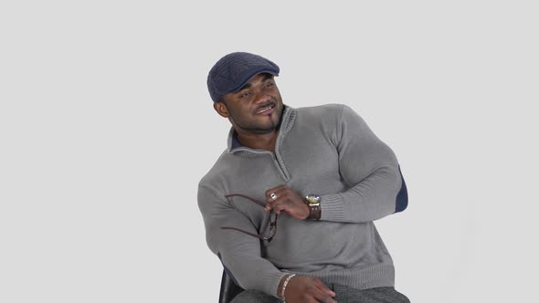 African man posing isolated on grey background studio portrait