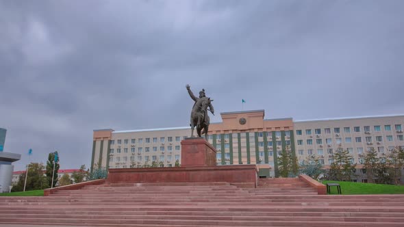 Abulkhair Khan Monument in the City of Aktobe Timelapse Hyperlapse