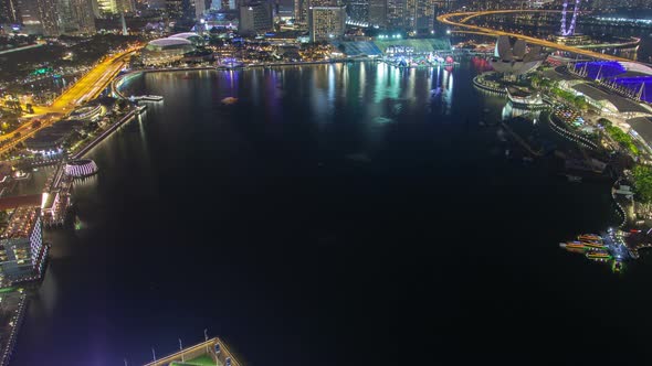   Cityscape of Singapore City Under Water. Pan Up