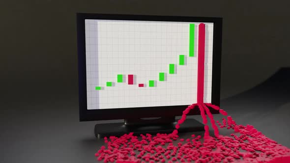 Premium 3D render of Stock exchange market collapse.