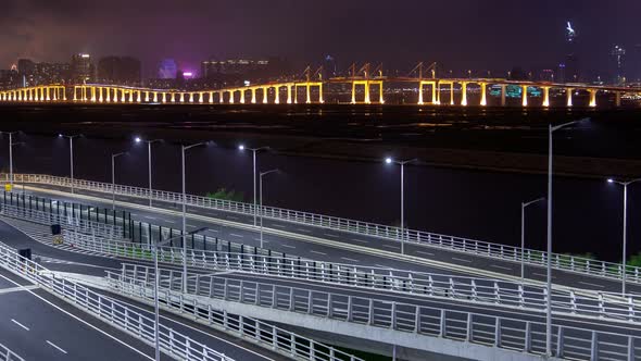 Macau Bridge Traffic Cityscape