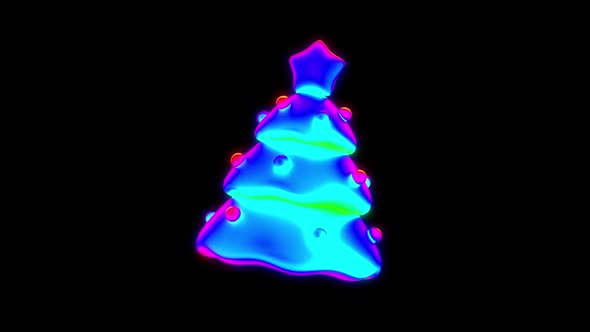 Christmas 3D Christmas Tree Flying Psychedelic Animation for Colorful NFT