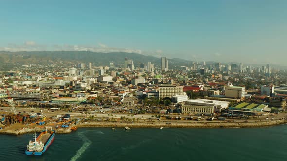 Modern City of Cebu with Skyscrapers and Buildings, Philippines