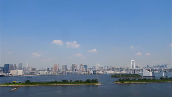 Beautiful Rainbow bridge in Tokyo city in Japan