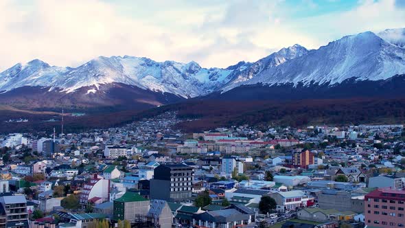 Patagonia landscape. Famous town of Ushuaia at Patagonia Argentina