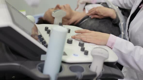 Ultrasound examination in an inpatient hospital.