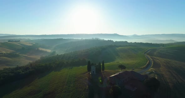 Aerial View of Colored Countryside in Tuscany