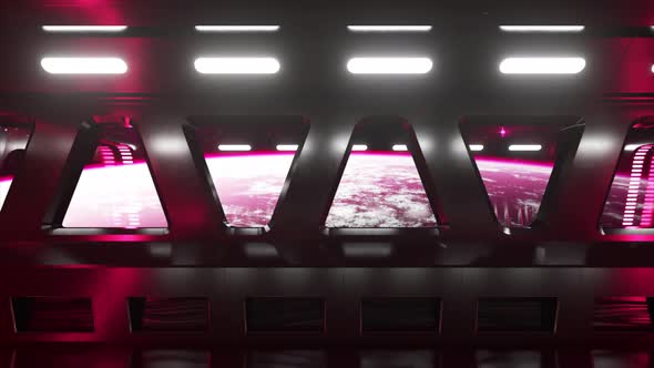 Scifi Tunnel in Outer Space with Neon Light alt