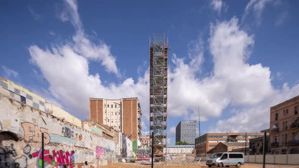 Construction Site with Clouds in Barcelona