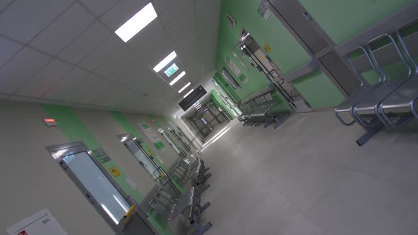 Hallway with Chairs and Green Walls in Renovated School