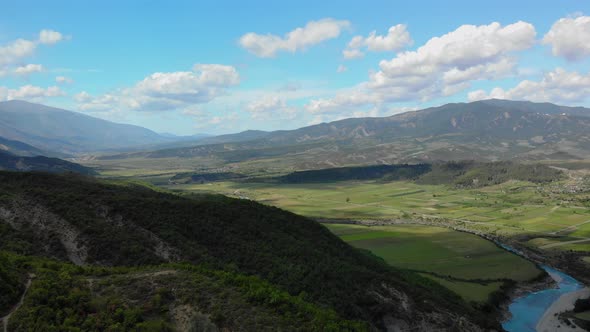 Aerial Panoramic View of Scenic Mountain Landscape in Albania