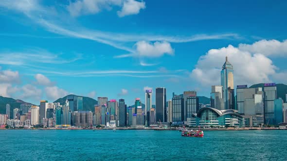 Aerial Timelapse of Hong Kong Skyline. Hong Kong, China