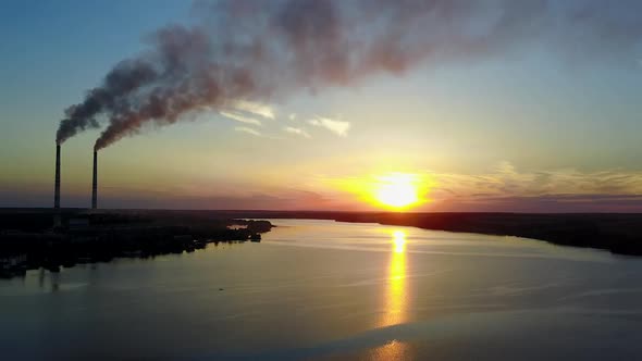 Smoke From The Pipe Factory Near The River