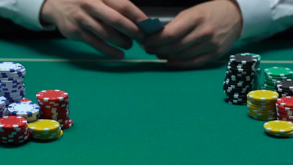 Player Hand Throwing Pair of Aces on Table, Win Combination, Poker Bet, Success