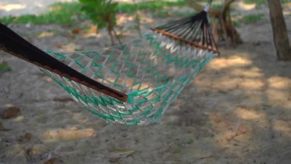 Slowmotion Shot of a Hammock on a Tropical Beach