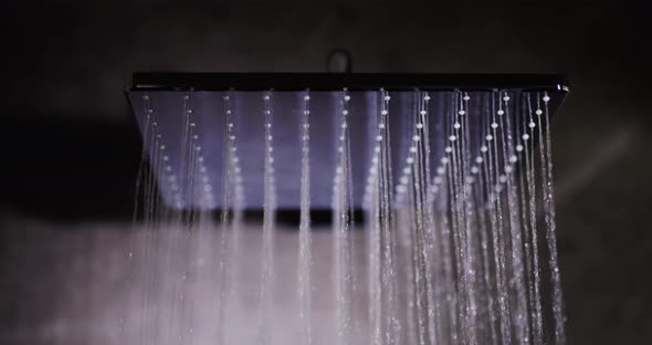 Jets of Water Flow From the Square Shower Head