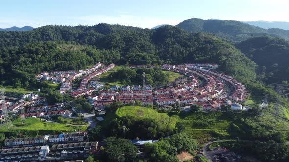 Aerial view Taman Bukit Permata near green hill