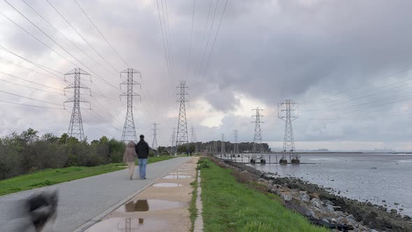 Time Lapse: walking and exercising by the bay