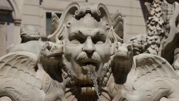 Close up from the fountain at Piazza Navona in Rome