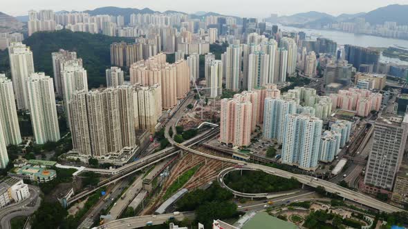 Hong Kong downtown with skyscraper