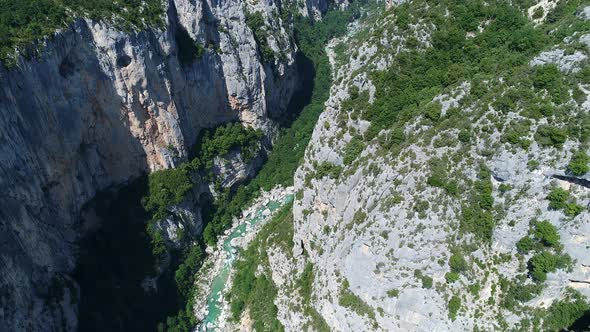 The Verdon Gorges in the Verdon Regional Natural Park in France from the sky