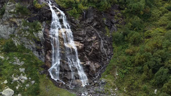 Flying Over the Beautiful Waterfall