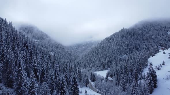 Winter and clouds in montain