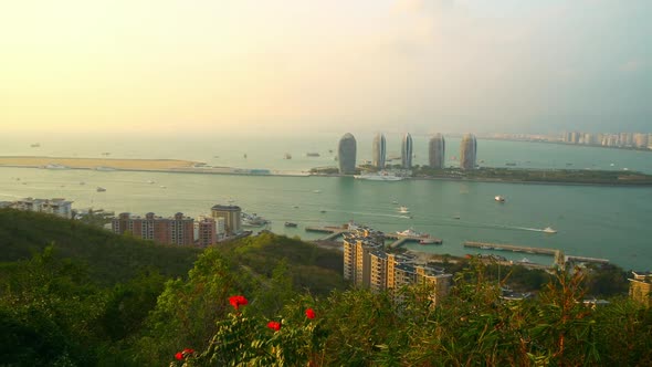 Sunset Light Over Sanya Coastline