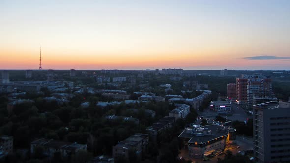 Kharkiv City From Above at Sunrise Timelapse