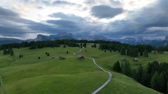 Path leading to the Dolomites mountains