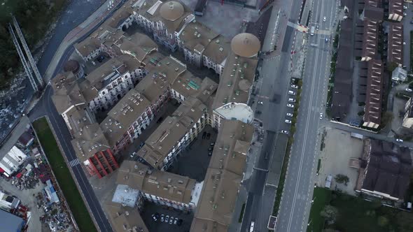 Aerial Top Morning View Premium Resort Architecture Infrastructure Local District Mountain River and