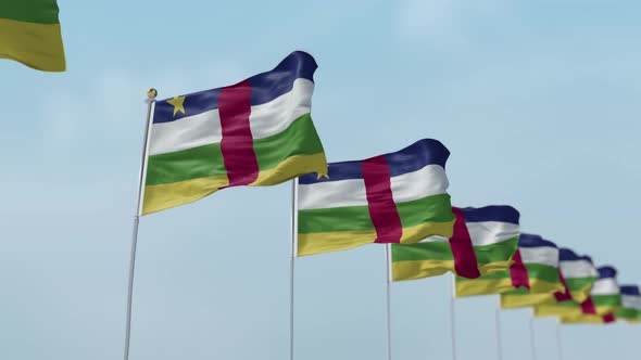 Central African Republic  Row Of Flags 