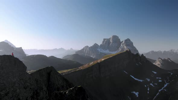 Aerial Slider Shot of Monte Pelmo Mountian in Dolomites Italy