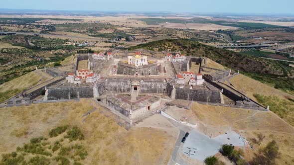 Aerial drone view of the Fort of Graça, Garrison Border Town of Elvas and its Fortifications.