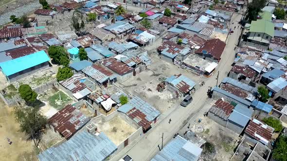 Aerial view of a slum in Port au Prince